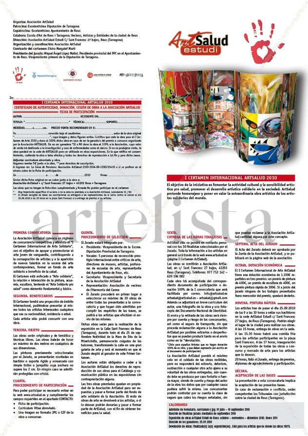 I CERTAMEN INTERNACIONAL ARTSALUD A REUS PINTEM AL CARRER