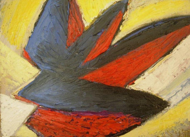 pájaro en rojo y azul Oil Canvas Landscaping