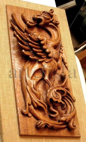 Dragon, relieve,talla, madera Wood Figurative