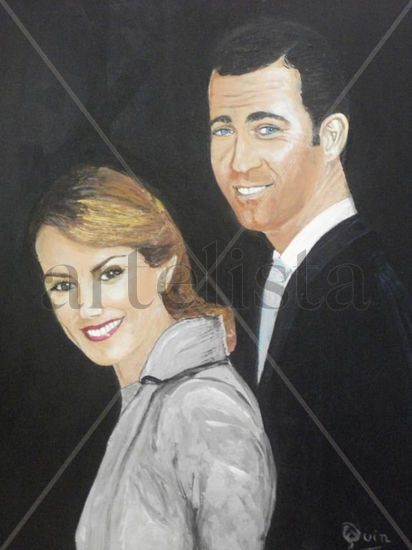 LETIZIA Y PRINCIPE FELIPE Óleo Tabla Retrato