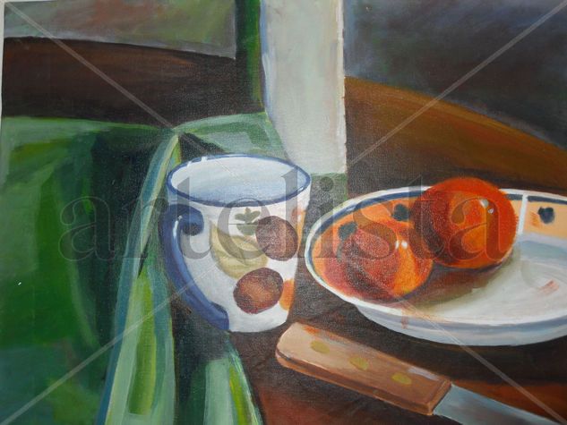 A la Mesa Oil Canvas Still Life Paintings