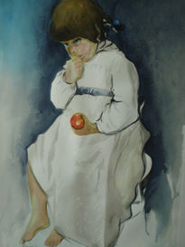 Niña con manzana