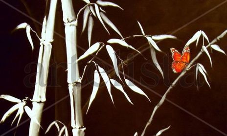 Bambúes y mariposa