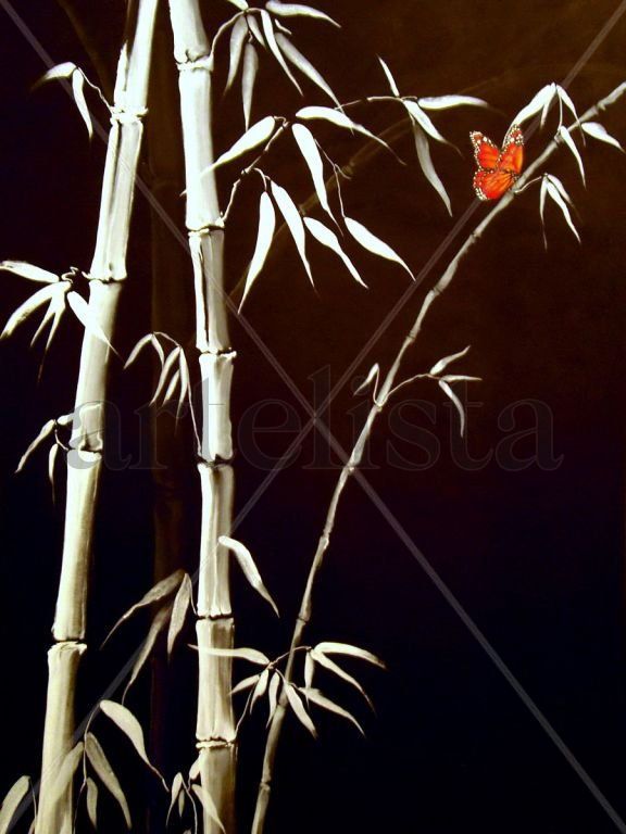 Bambúes y mariposa