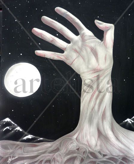 la mano de el hombre acaba con la naturalesa Mixed Media