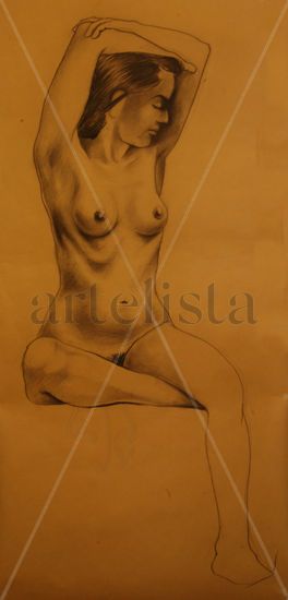 Desnudo con los brazos sobre la cabeza Charcoal