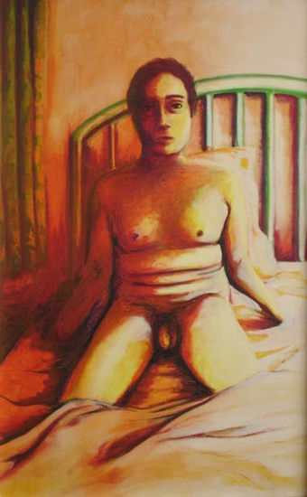 hombre en su habitación Oil Canvas Portrait