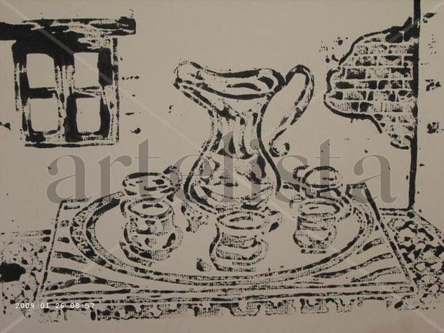 BODEGON 1 Woodcut