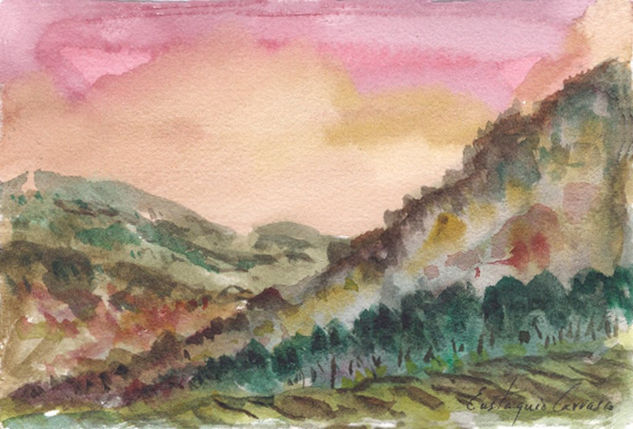 Paisaje de las montañas de Tuxnet Watercolour Card Landscaping