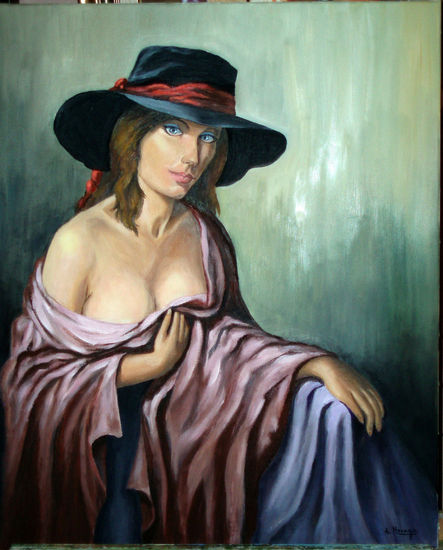 Retrato de Mujer. Oil Canvas Portrait