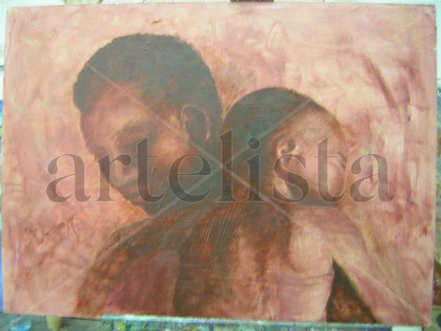 Maternidad Oil Panel Figure Painting