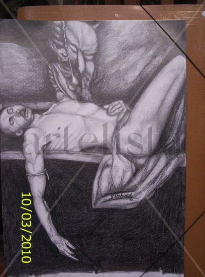 "La muerte del Dasein" Inspirada por Caravaggio Graphite Others Figure Painting