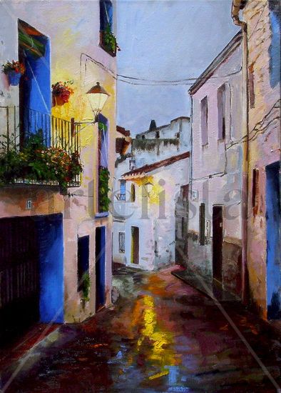 Artana con lluvia. (Carrer Ramón y Cajal) Oil Canvas Landscaping