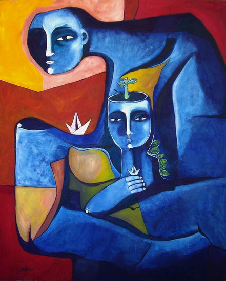 madre protectora. Oil Canvas Figure Painting