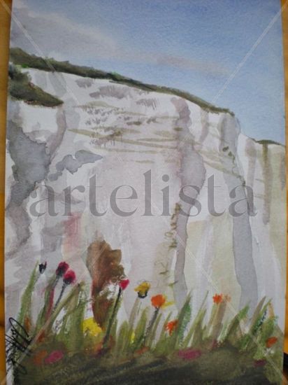 White Cliffs Acuarela Papel Paisaje