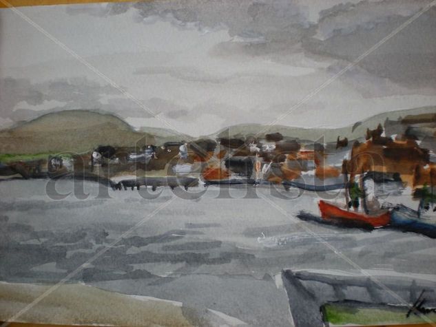 puerto de Kirkwal en islas Orcadas Watercolour Paper Landscaping