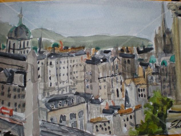 Edimburgo Acuarela Papel Paisaje