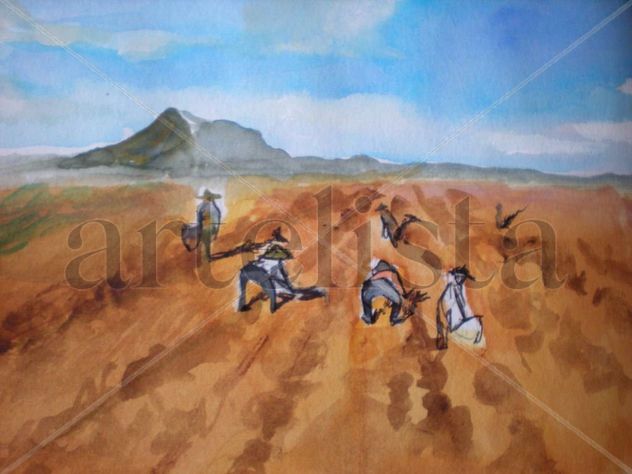 campesinos Aimaras trabajando
