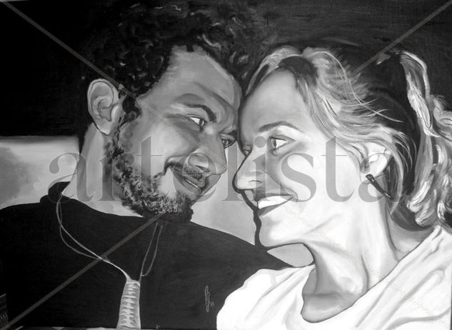 Jose y su novia Oil Canvas Portrait