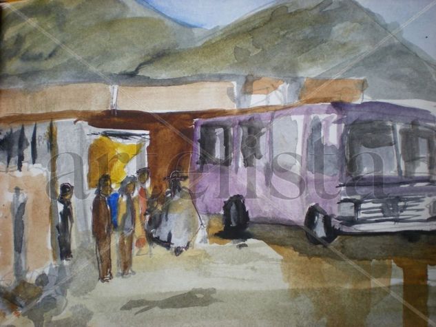 esperando bus a Potosi con Apolinar Watercolour Paper Landscaping