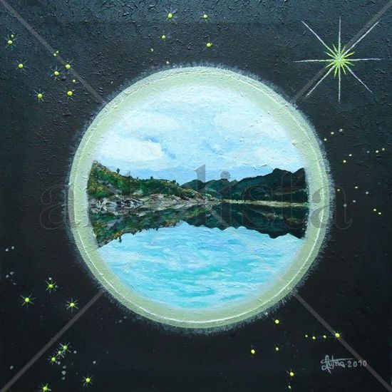 Reflexo de Vilarinho das Furnas Media Mixta Lienzo Paisaje