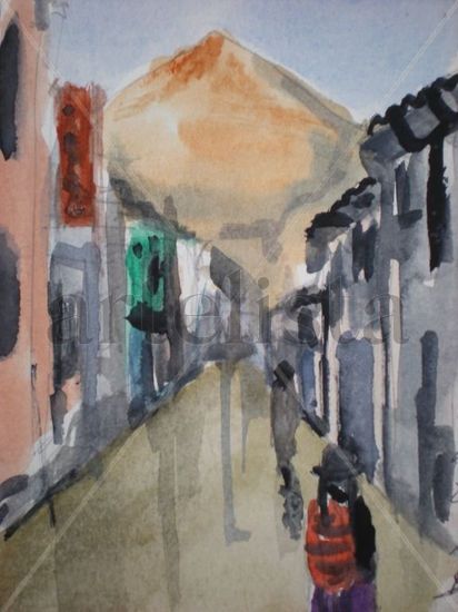 Cerro Rico al fondo Watercolour Paper Landscaping