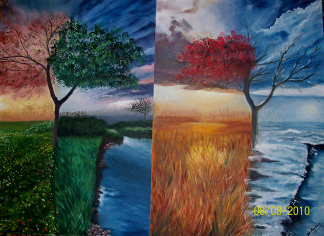 Las Cuatro Estaciones Oil Canvas Landscaping