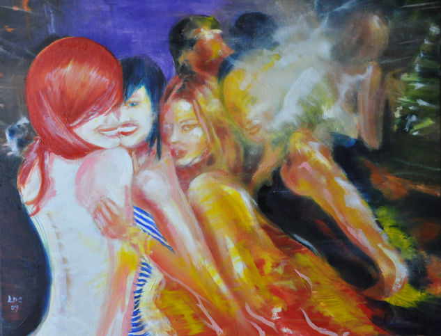 ''Mujeres subidas de tono'' Oil Canvas Figure Painting