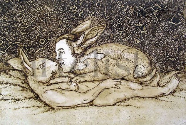 Leda y el conejo Aguafuerte