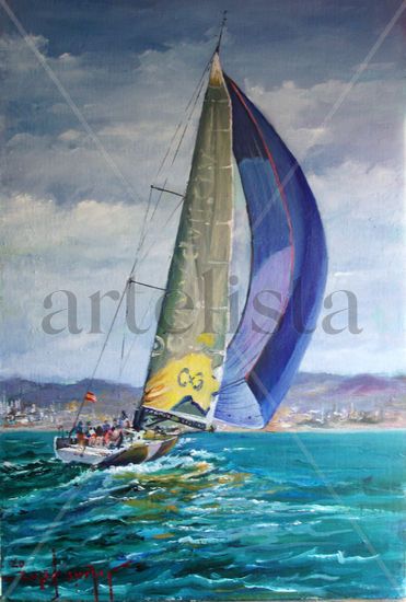 VELERO CAIXA GALICIA Oil Canvas Marine Painting