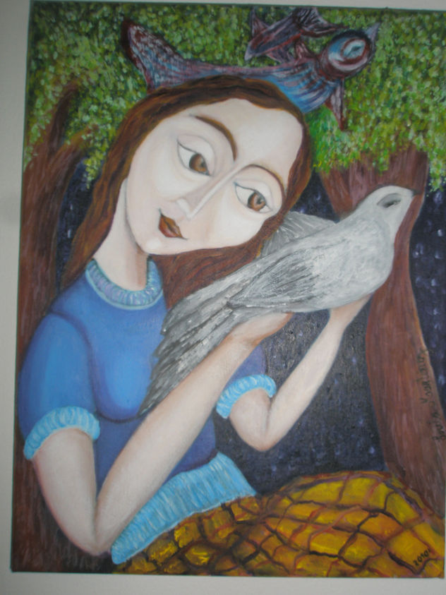 niña con paloma