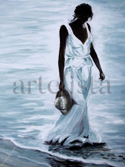 PASEO AL ATARDECER POR LA PLAYA Oil Canvas Figure Painting