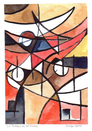 La fuerza de los toros Watercolour Paper Figure Painting