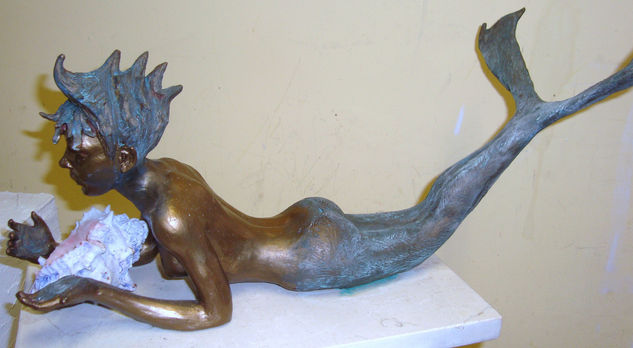 sirena azul Bronce Figurativa