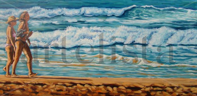 paseantes de verano Oil Canvas Marine Painting