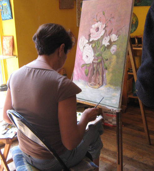 pintando Acrílico Lienzo Floral