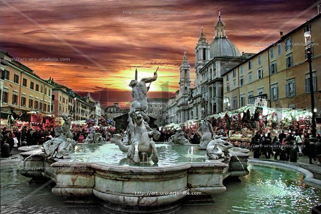 FUENTE DE NEPTUNO EN PIAZZA NAVONA Fotoperiodismo y documental Color (Digital)