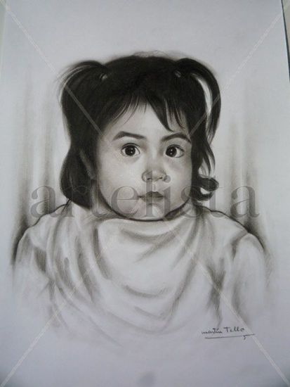 Retrato de una niña Carboncillo