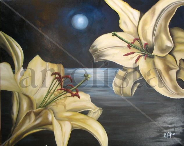 Flores a la luz de la Luna Oil Canvas Landscaping