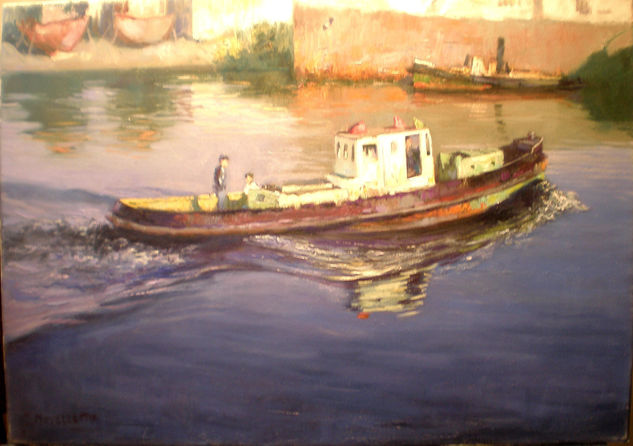 A toda màquina Oil Canvas Marine Painting