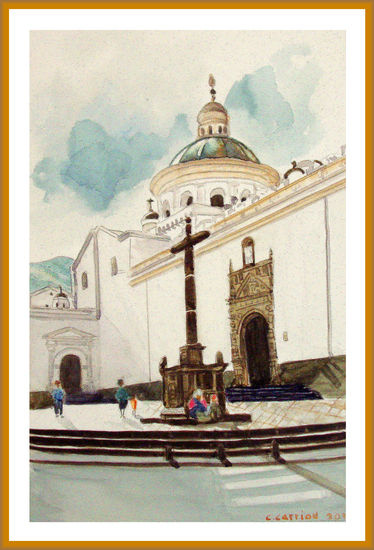 Iglesia La Merced - Quito Watercolour Paper Landscaping