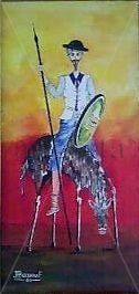 QUIJOTE A CABALLO Oil Canvas Figure Painting