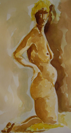 SIN TITULO Watercolour Card Nude Paintings