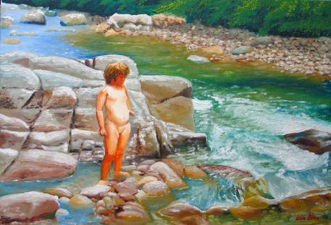 Niña en el río