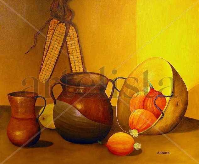 Bodegon con cebollas Oil Canvas Still Life Paintings