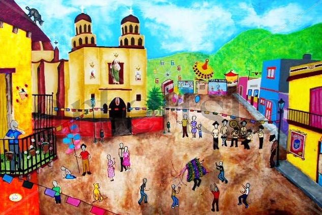 La Feria de Pueblo Acrílico Tabla Paisaje