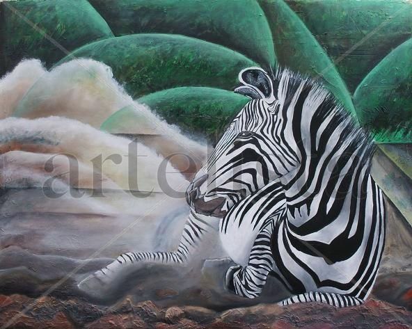 ZEBRA Óleo Tabla Animales