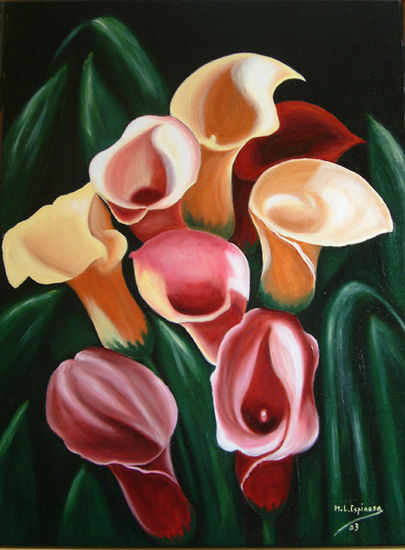 Explosión de color Oil Canvas Floral Painting