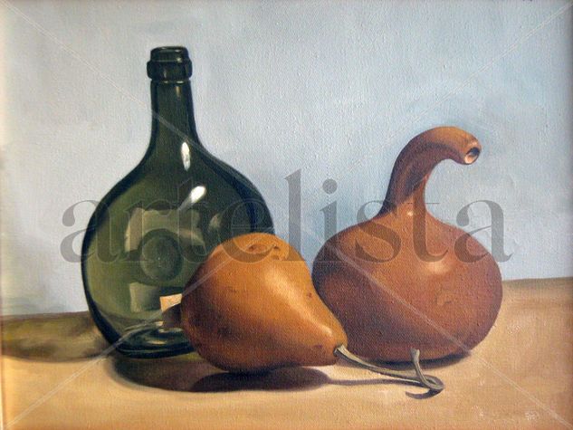 Botella y cuyas Oil Canvas Still Life Paintings