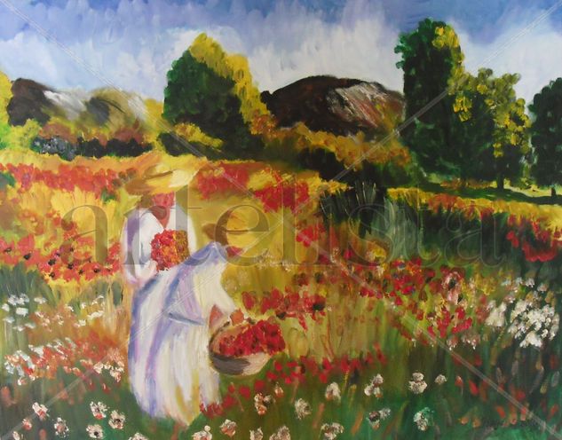 Mis dos niñas Oil Canvas Landscaping